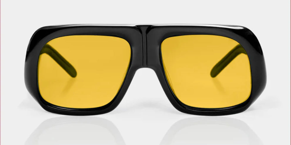 Mazamio Aviator Jango Sunglasses - Black with Light Yellow Tint