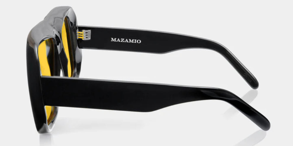 Mazamio Aviator Jango Sunglasses - Black with Light Yellow Tint