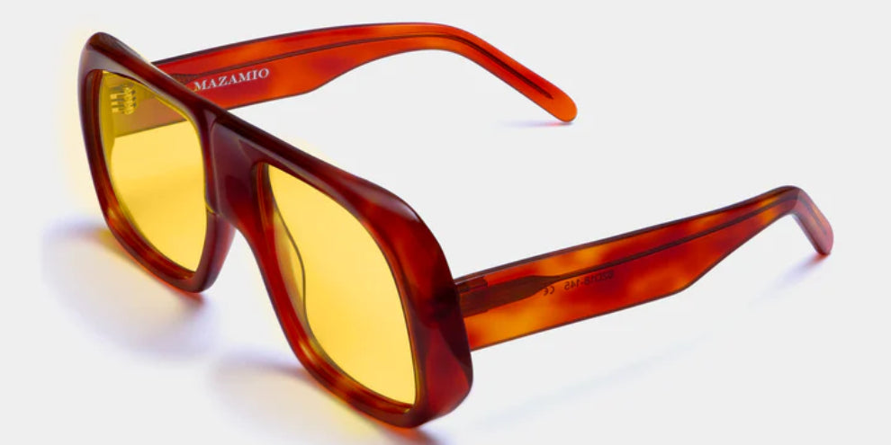 Mazamio Aviator Jango Sunglasses - Orange Tortoiseshell with Light Yellow Tint