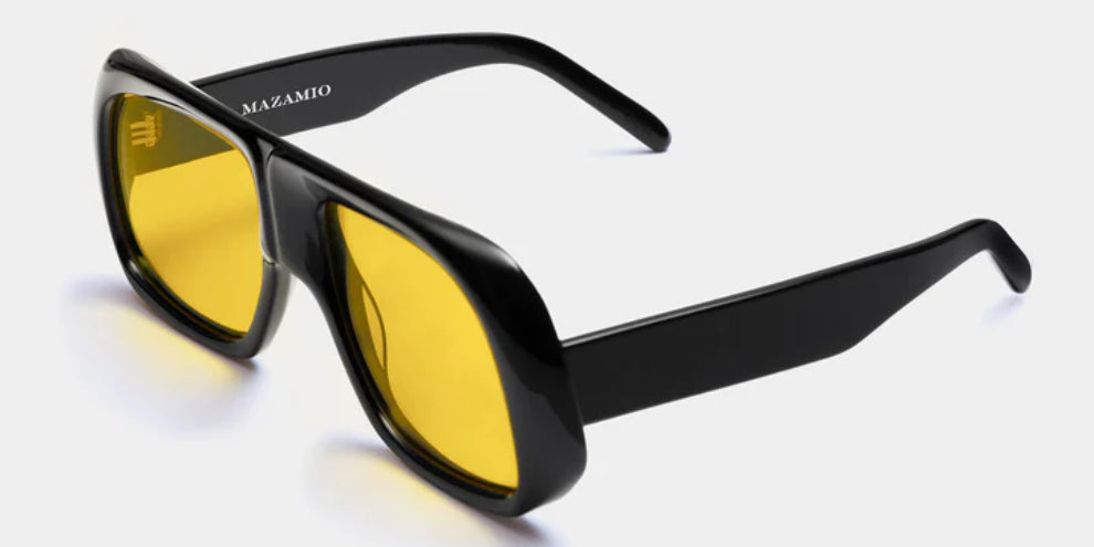 Mazamio Aviator Jango Sunglasses - Black with Light Yellow Tint