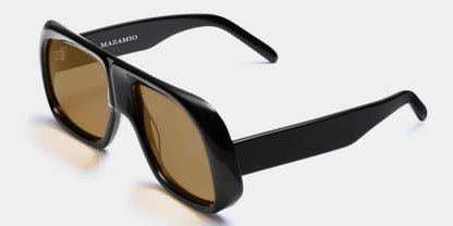 Mazamio Aviator Jango Sunglasses - Black with Brown Tint