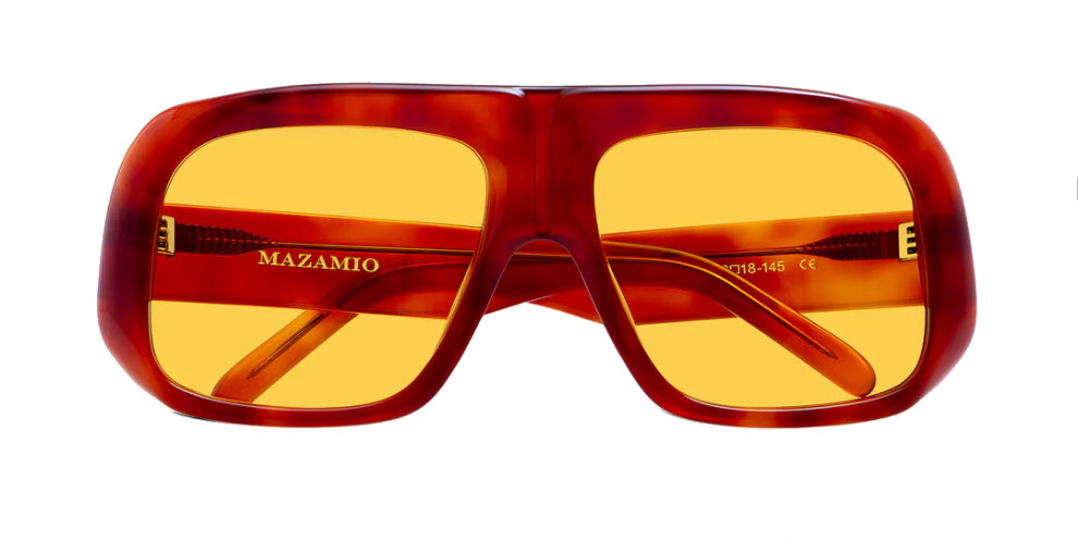 Mazamio Aviator Jango Sunglasses - Orange Tortoiseshell with Light Yellow Tint