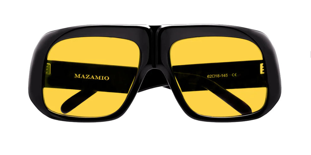Mazamio Aviator Jango Sunglasses - Black with Light Yellow Tint